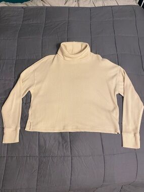 Abercrombie & Fitch Cream Turtleneck Waffle-Knit Sweater